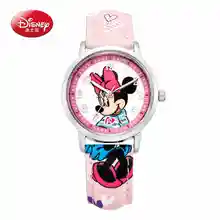 Children wrist watch Boy Girl Disney Brand Mickey Cartoon quartz 30M waterproof watch Leather Child watch