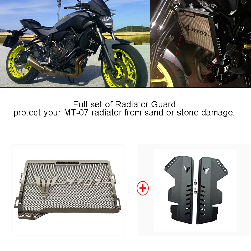 

Motorcycle Parts For Yamaha MT-07 FZ-07 MT07 2014-2017 full set of Radiator Grille Guard Coolant Reservoir Cover 100% Brand New