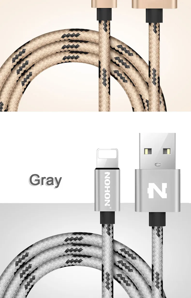NOHON для iPhone, USB кабель, 8-контактный кабель для быстрой зарядки для Apple iPhone 8, 7, 6, 6 S, 5, 5S, iOS 10, 9, зарядное устройство для мобильных телефонов, usb-кабели
