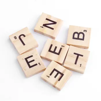 

Kids100PCS/Pack Wooden Alphabet Tiles Black Letters Numbers For Scrabble Children Toy Dropshiping