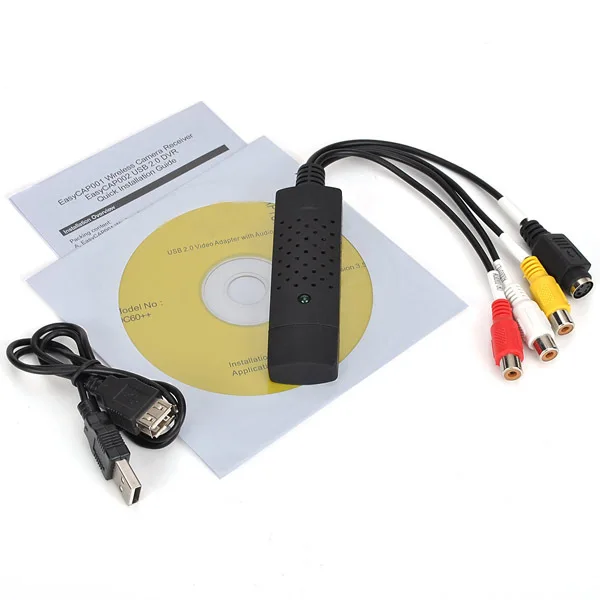 Easycap USB 2,0 видео захвата ТВ DVD VHS цифровой видеозаписи(DVR) карта адаптера записи с аудио Поддержка Win7/8/Vista для компьютера/CC ТВ Камера