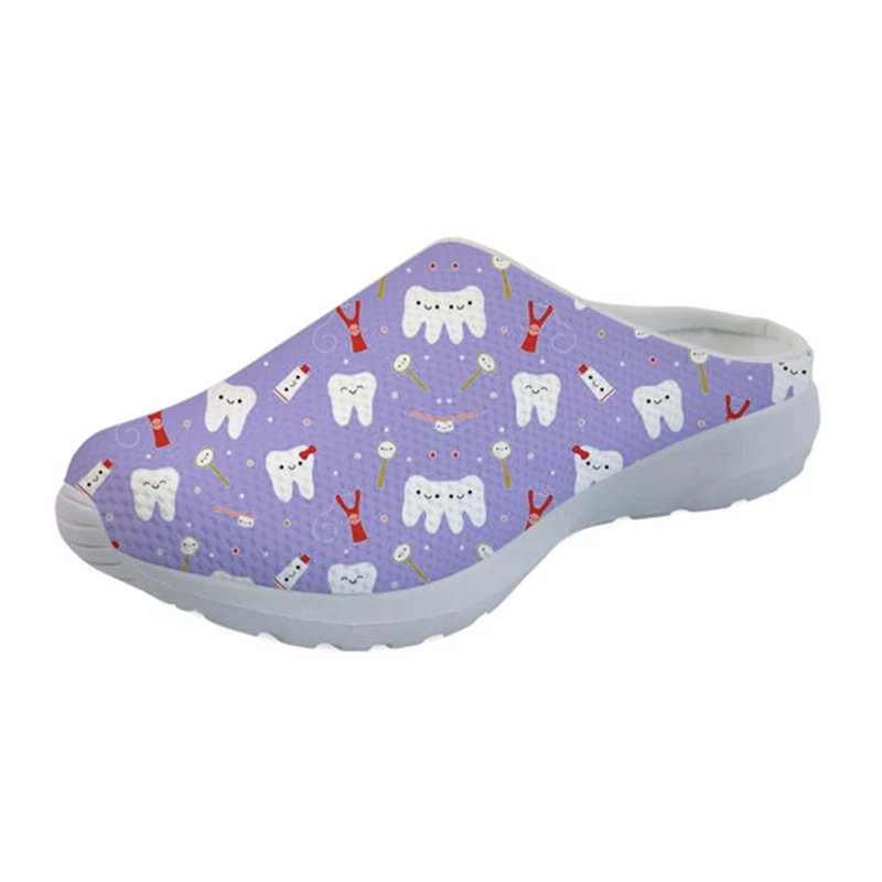 

THIKIN Summer Casual Breathable Mesh Sandals Women Cute Dentist Tooth Printing 3D Design for Women Lightweight Flats Nurse Shoes