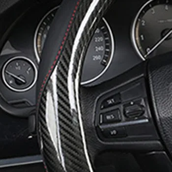 

Black 38CM Carbon Fiber Stitching Non-slip Universal Comfortable Steering Wheel Cover Stylish Kit High quality