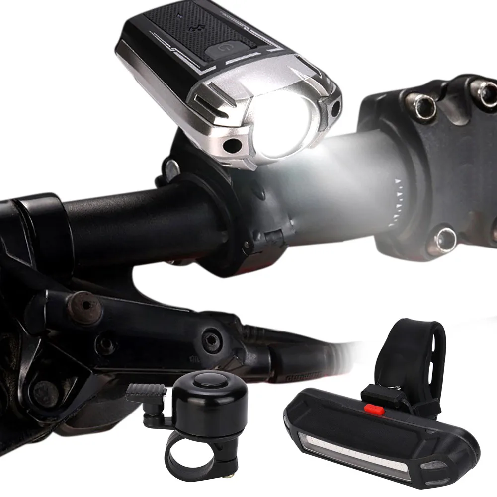2 Modes Bike Light Set Waterproof USB Rechargeable LED Bicycle Bright