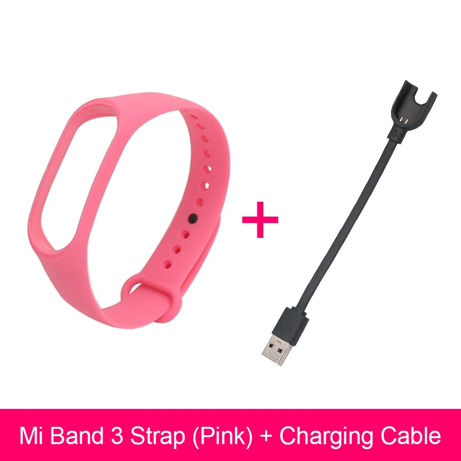 Для Xiaomi Mi Band 3 ремешок для смарт-браслета аксессуары для браслета Xiaomi Mi Band 3 USB кабель для зарядного устройства Сменный адаптер - Цвет: Pink-USB Charge
