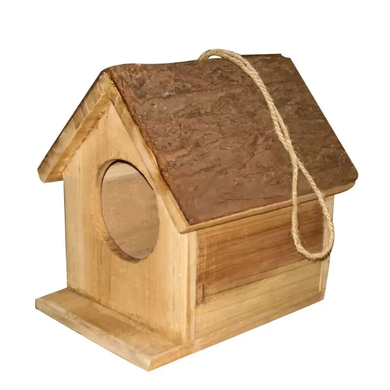 Creative Bird Nest Fir Bark House Shape Birds Breeding Nests Birdhouse Wooden Ornaments - Цвет: -WD