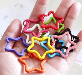 

Hot Sale 100 pcs Candy Colors Women's Multi Star-Shaped Metal DIY Key Chain For Best Gift Free Shipping TG-11