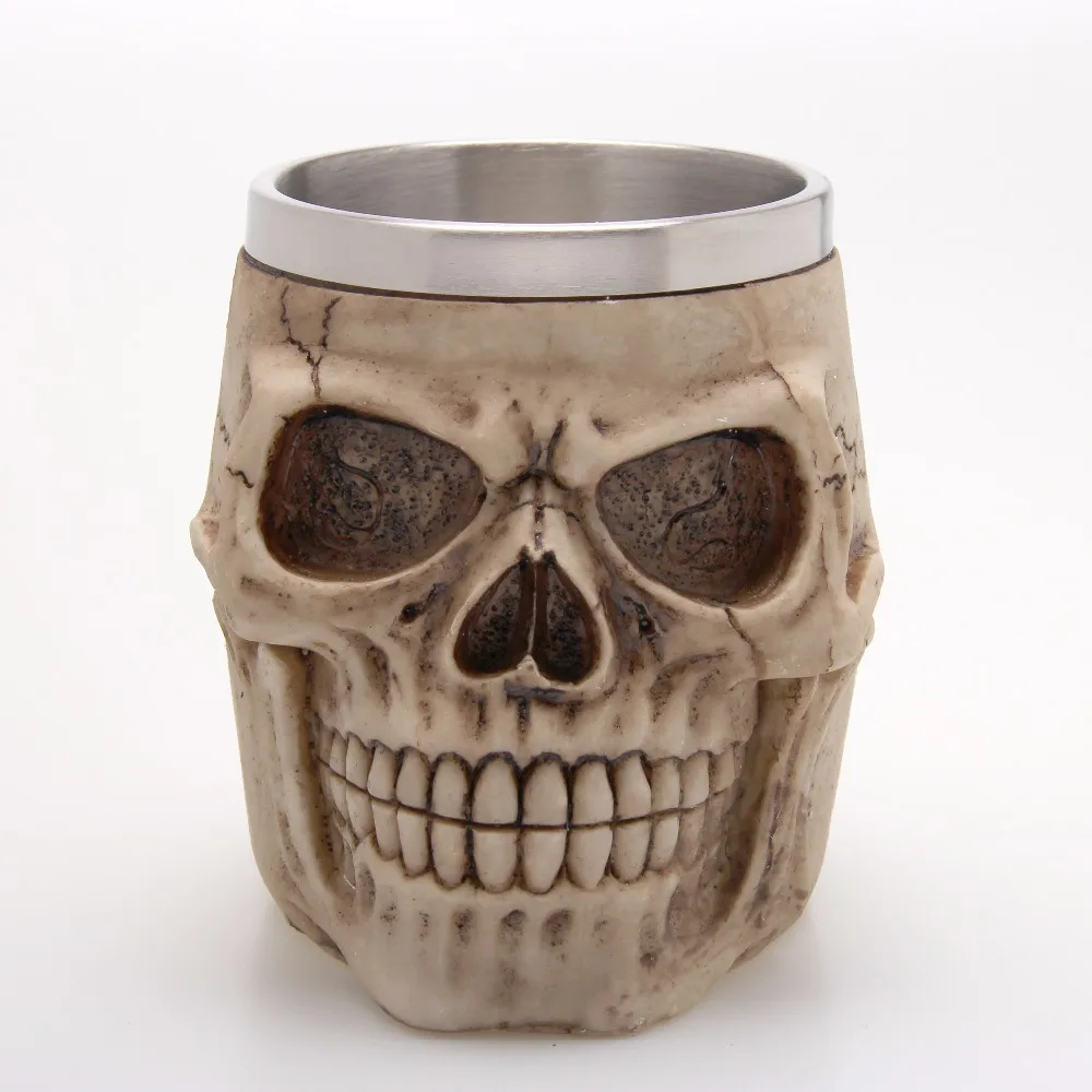 

Personalized Coffee Mugs Double Wall 3D Skull Mugs Wine Cup Skeleton Tankard Horror Decorative Halloween Drinkware
