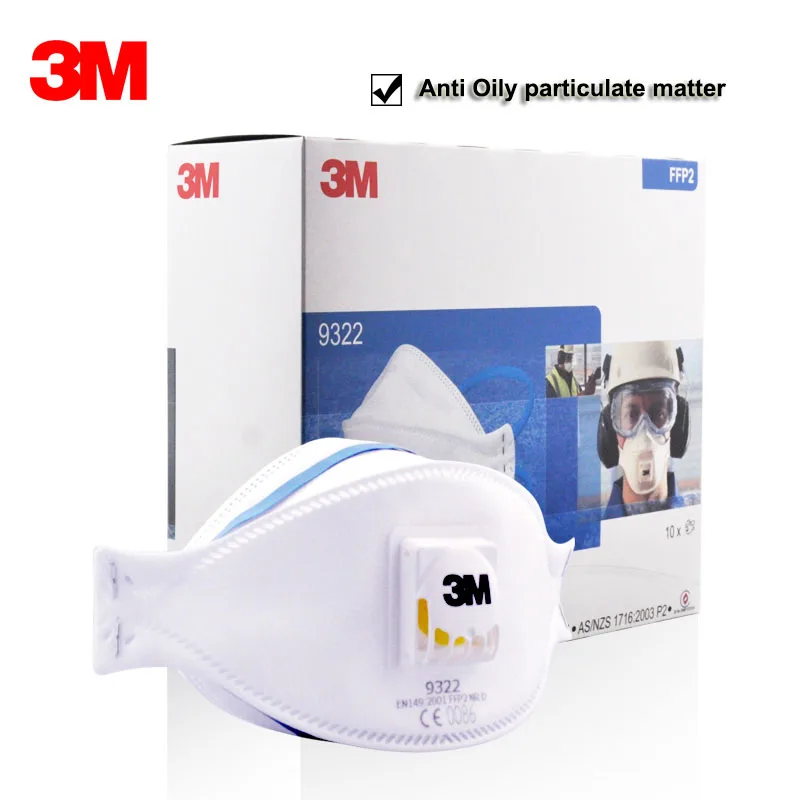 

3M 9322 9332 Dust Mask Particulate Respirator Safety Breathing Masks Anti-fog PM2.5 Dust-proof Protective Mask FFP2 FFP3 Level