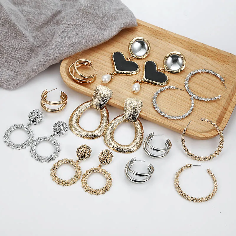 F32 Multi Designs Wholesale Fashion Jewelry Women Metal Vintage Statement Clear Crystal Drop Earrings For Women Metal Earring