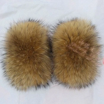 

1 Pair Nature Genuine Raccoon Fur Arm Warmers Sleeve Decor Winter Pompom Fluffy Cute Cuffs Women Cute Accessories G001-30X21cm