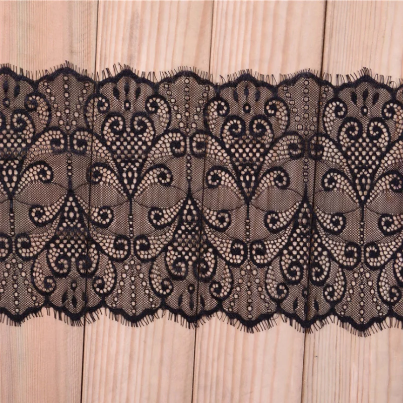 

3 meter/lot 20cm Wide Black White Lace Fabric trim Wedding Decoration Sewing Applique Eyelashes Lace Ribbon