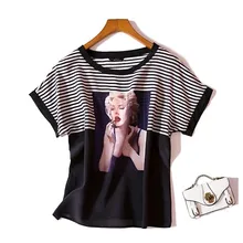 Супер индивидуальность футболка продукт тутового шелка двойной креп круглый воротник свободный большой короткий рукав