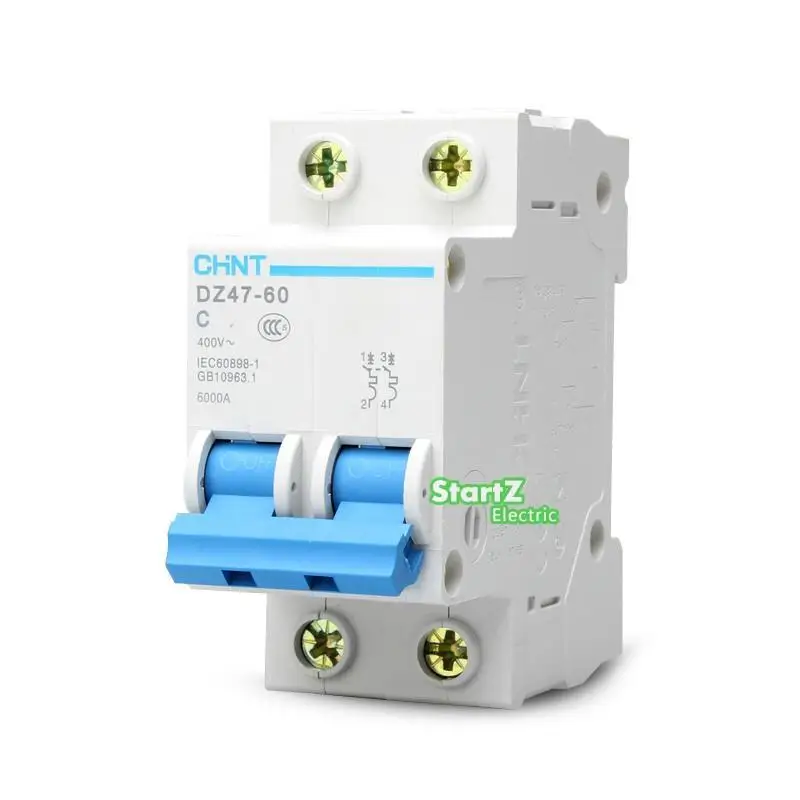 

CHNT MCB Mini Household Circuit breaker C type DZ47-60 2 Pole 4Amp 400V
