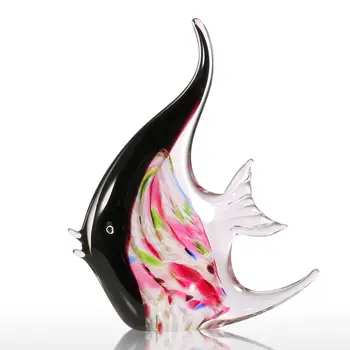 

Tooarts Flower Fish Gift Glass Ornament Animal Figurine Handblown Home Decor Multicolor