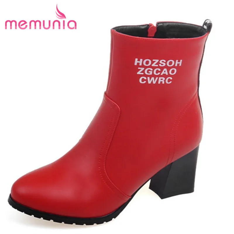 

MEMUNIA 2020 new arrive ankle boots comfortable short plush women boots high heels round toe fashion boots big size 32-43