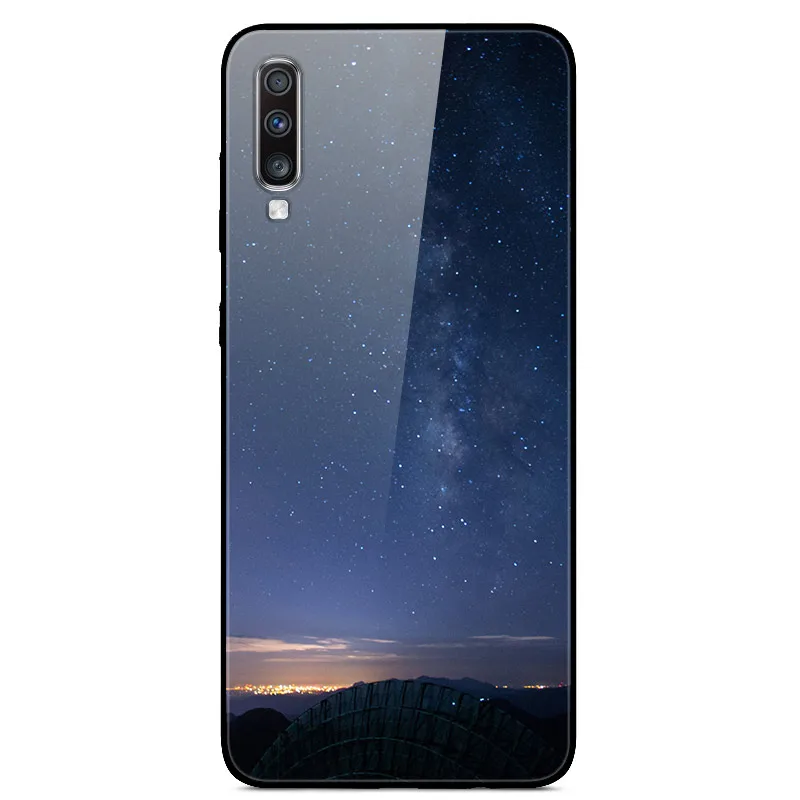 Роскошный стеклянный чехол для samsung Galaxy A70, чехол A 70, чехол на заднюю панель для samsung A70, чехол A705F 6,", ТПУ Рамка, бампер - Цвет: as photo 39