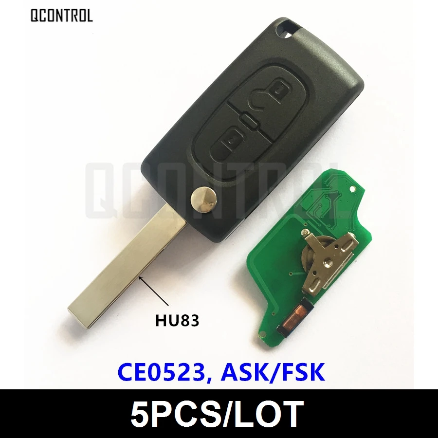 

QCONTROL 2 Buttons Car Remote Key Fit for PEUGEOT 207 307 308 407 807 Expert Partner CC SW (CE0523 ASK/FSK, HU83)