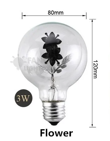 Винтажная декоративная лампа накаливания G80 Ретро лампа E27 220V Праздничная лампа для подарка для дома/спальни Ретро Декор 3W lampara Винтаж - Цвет: Flower
