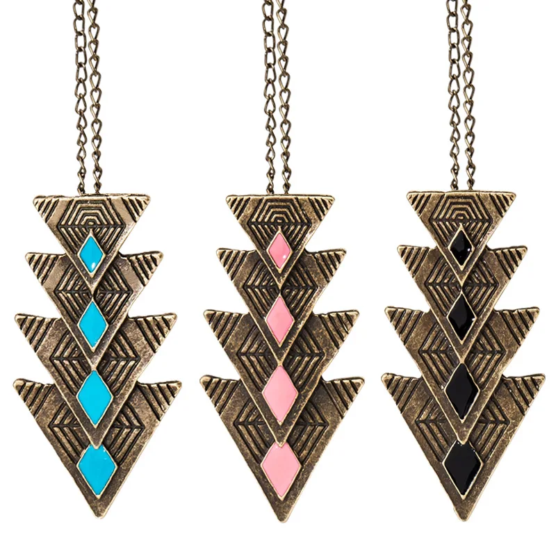 

maxi collier triangle pendant necklace kolye statement pendants necklaces for women fashion vintage jewelry collares