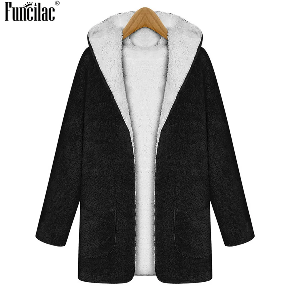 FUNCILAC Fashion Ladies Womens Coat Women Autumn/Winter Long Sleeve Hooded Double-Faced Plush Cardigan Womens Overcoat Warm Coat FUNCILAC Fashion Ladies Womens Coat Women Autumn/Winter Long Sleeve Hooded Double-Faced Plush Cardigan Womens Overcoat Warm Coat