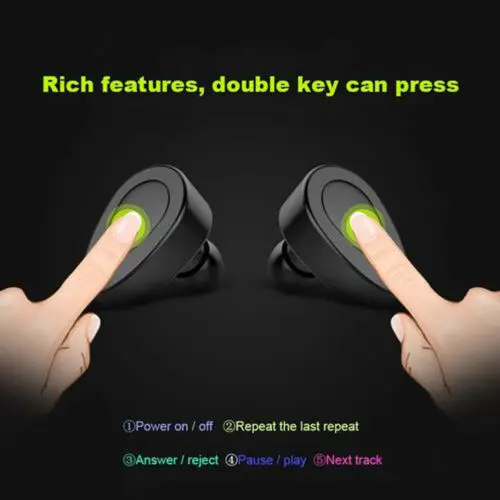 2019 Mini TWS K2 Wireless Stereo Earphone In Ear Bluetooth Bass Outdoor Sport Earbuds Headset MIC Gaming Earphones IPX5 New