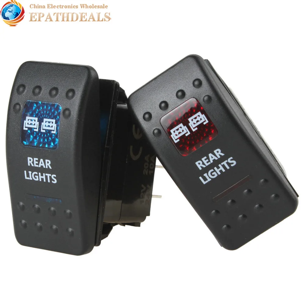 Waterproof Rocker Switch Toggle - ON/Off/ON Blue LED Light - 12V 20Amp 24V 10Amp, 7 Pin For Automotive Cars Vehicles Marine Boats Trucks Trailers 4x4 Caravans RVs SUV ATV UTV & More