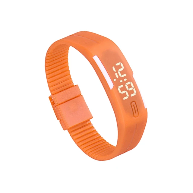 Sports Silicone Rubber White LED Digital Watch Bracelet Men Women Orange Sports Silicone Rubber White LED Digital Watch Bracelet Men Women Orange