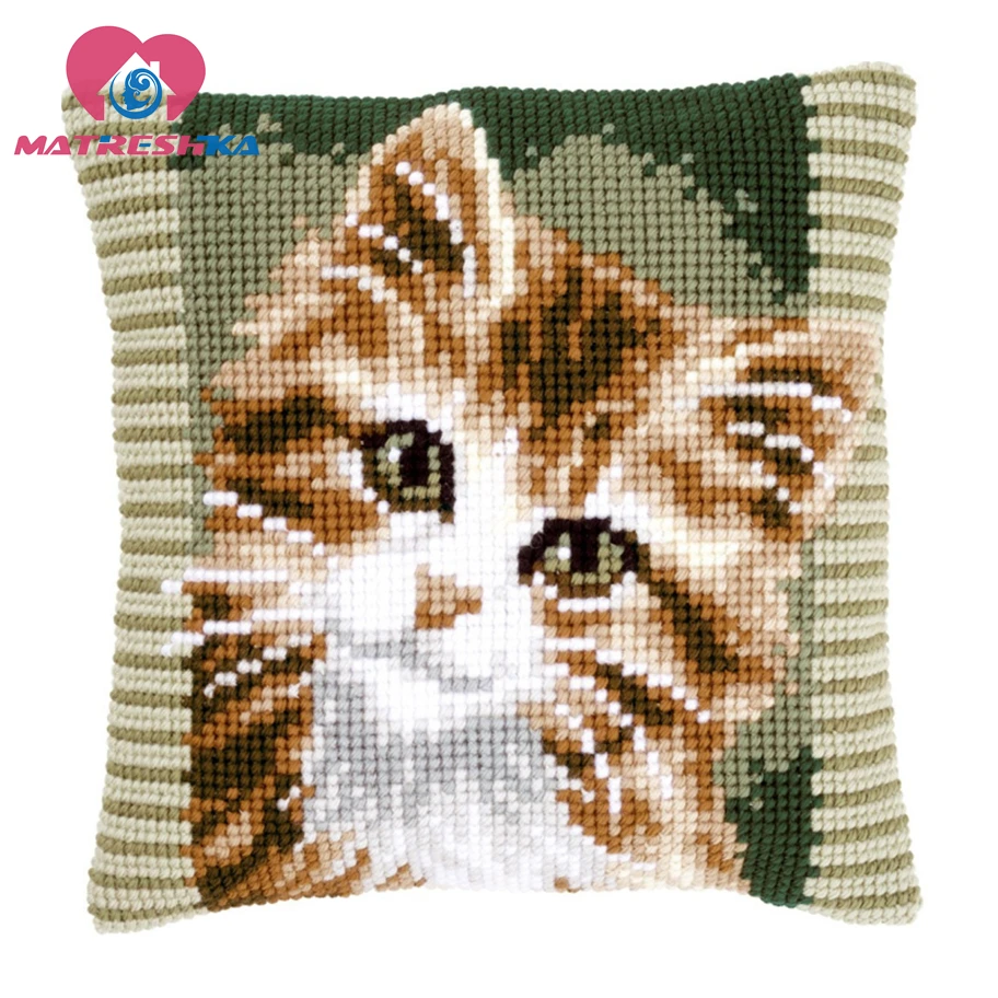 Printed Cross Stitch Patterns Pillow Cover Dmc Counted Handmade