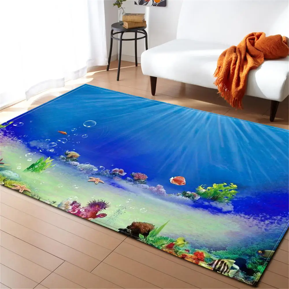 3D Ocean World Shark Area Rug Children Theme Room Decoration Rugs Memory Foam Non-Slip Mats Soft Flannel Carpet Living Room - Цвет: No-6