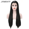 JOY&BEAUTY 22-28 Inch Long Silky Straight Black Synthetic Lace Front Wig Glueless Heat Resistant Fiber For Black White Women Wig 1