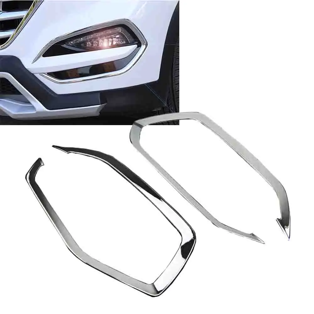 New 1Pair Chrome Front Head Fog Light Foglight Lamp Cover Trim For Hyundai Tucson 2015 2016