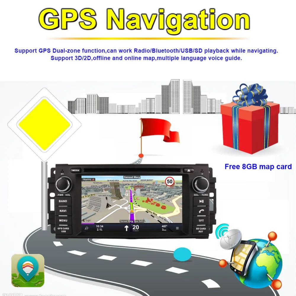 Sale Android 8.0 Octa Core 4GB RAM Car DVD CD Player For Jeep Wrangler Commander Dodge Chrysler Radio Stereo GPS Navigation SWC Wifi 6