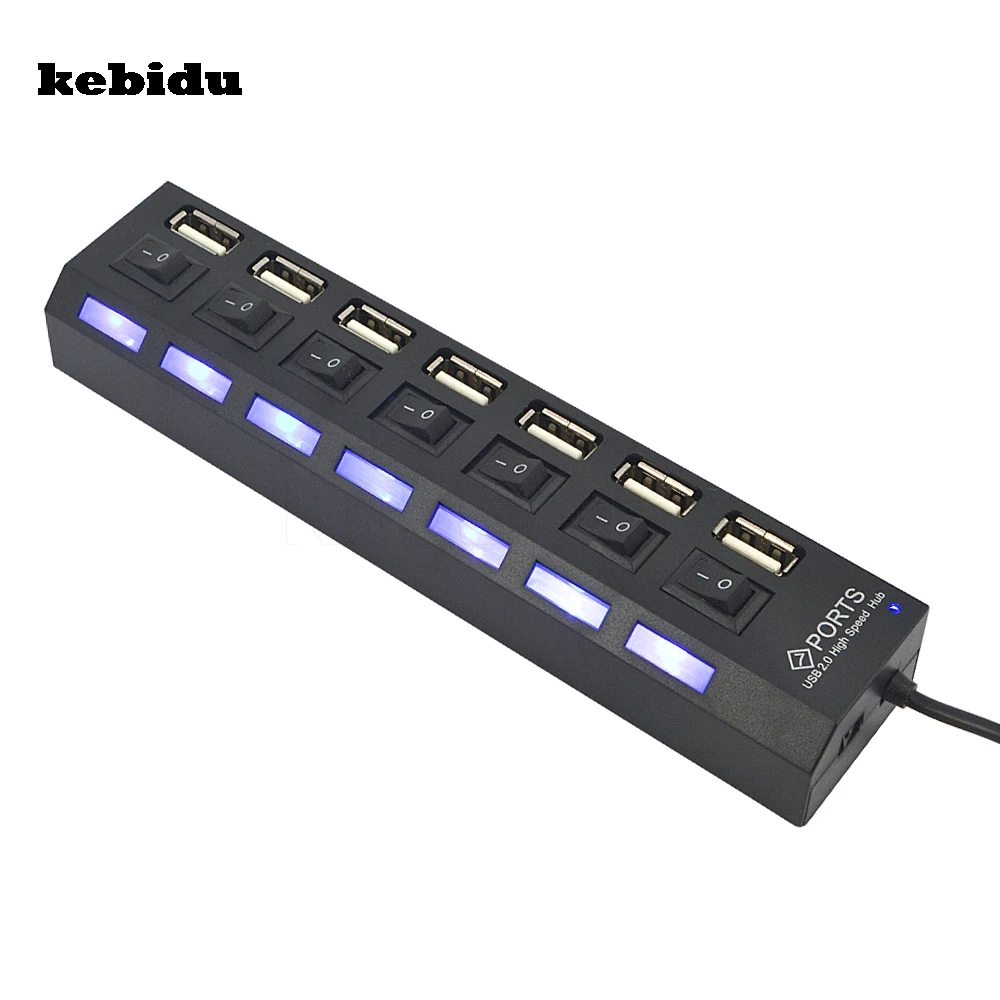 Портативный USB-разветвитель kebidu 7 портов высокая скорость usb-хаб 1 Мбит/с