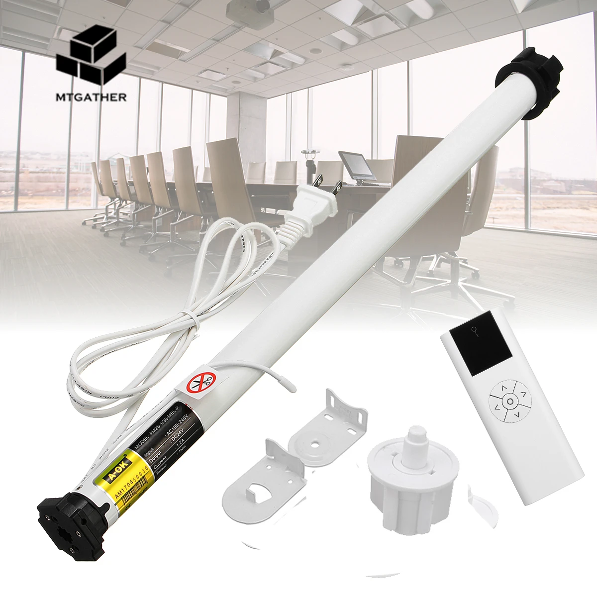 DIY Roller Shade Motor Electric Roller Blind Tubular Wireless Single-Frequency Remote Control AC 100-240V AM25-1+D38C