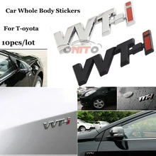 10 piezas para Toyota Camry Carolla Reiz Sienna prius tierra Rav4 VVTI etiqueta de logotipo 3D Metal Auto pegatinas emblema de coche placa de etiqueta engomada del cuerpo de