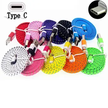 

500pcs/lot 1M Braided Fabric Flat Usb 3.1 Type C cable Accessory Bundle for Huawei p9 for OnePlus 2 ZUK Z1 Z2 for samsung note 7