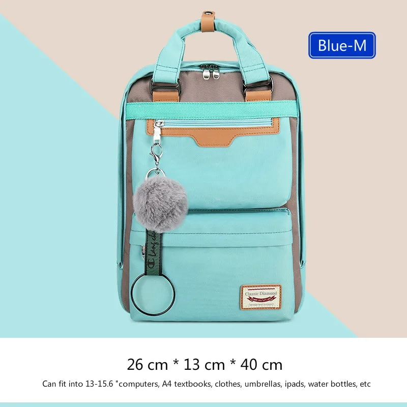 Blue-M Новинка, водонепроницаемый нейлоновый детский рюкзак, дорожные наплечные рюкзаки для девушек и студентов средней школы, детские школьные сумки, женская сумка - Цвет: Blue-M