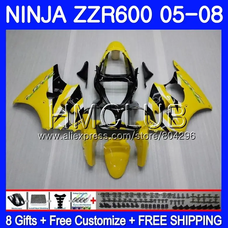 

Bodywork Light yellow For KAWASAKI NINJA 600CC ZZR600 05 06 07 08 34HM.12 ZX600CC ZZR-600 ZZR 600 2005 2006 2007 2008 Fairings