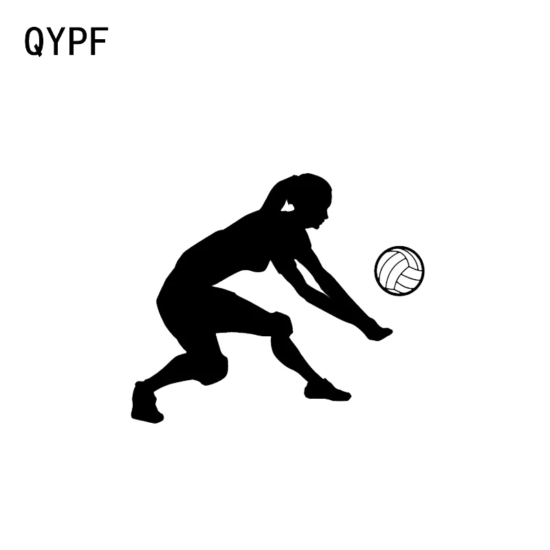 QYPF 12,2*11,1 см игры в волейбол игроков девушка Декор виниловые наклейки на машину силуэт аксессуары мотоцикл C16-1367