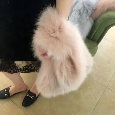 

fashion new really fox Fur Bag Famous Brand evening Party Bag women Ladies warm Large Capacity Clutch Bags blue pink Tote Bags