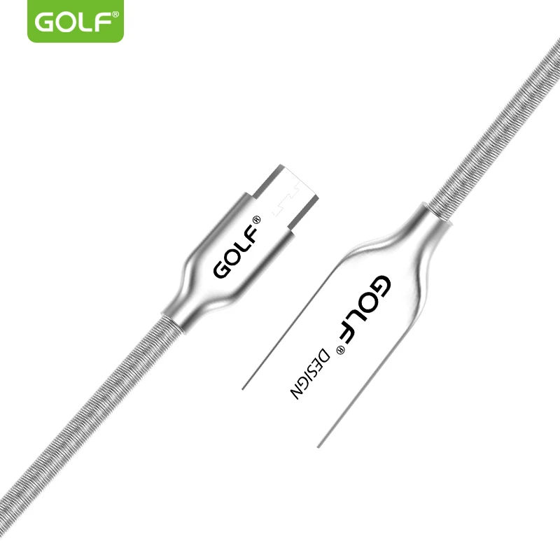 Пружинный зарядный кабель GOLF 1 м из цинкового сплава Micro USB для синхронизации