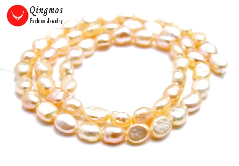 

Qingmos 6-7mm Pink Baroque Natural Freshwater Pearl Loose Beads for Jewelry Making Necklace Bracelet DIY 14'' los777 Free Ship