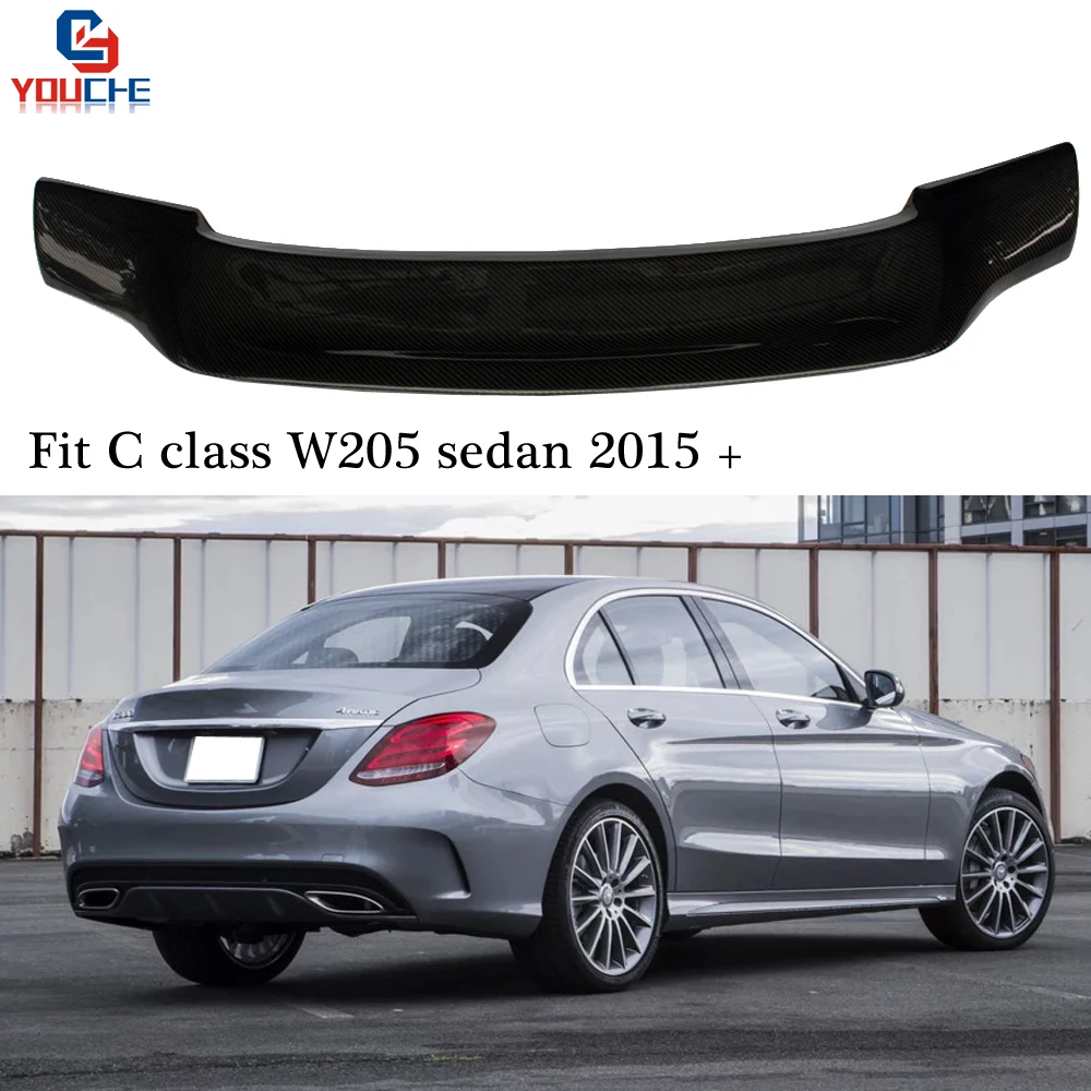 R Style Car Back Lip Wing Carbon Fiber Spoilers for Mercedes C Class