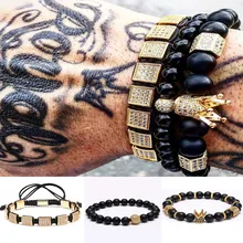 2017 Los Hombres de La Pulsera Nuevo Marca Cuervo Imperial Charm Pulsera con Circón Mate Perlas de Forma Cuadrada para Las Mujeres Regalo de La Joyería