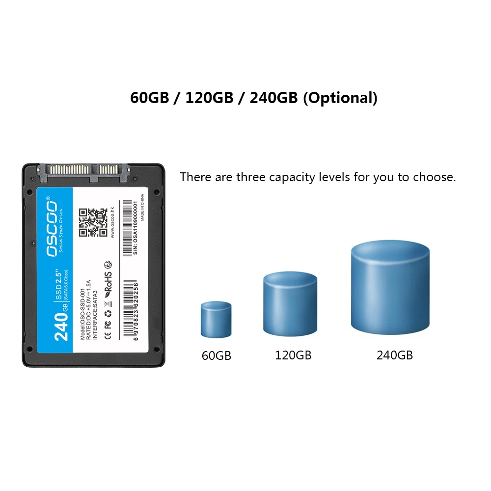 OSCOO SSD 60 ГБ 120 ГБ 240 ГБ SATA III 6 ГБ/сек. 2,5 "дюйма/7 мм 240 г 120 г 60 г Внутренний твердотельный накопитель SSD для настольных ПК ноутбуков