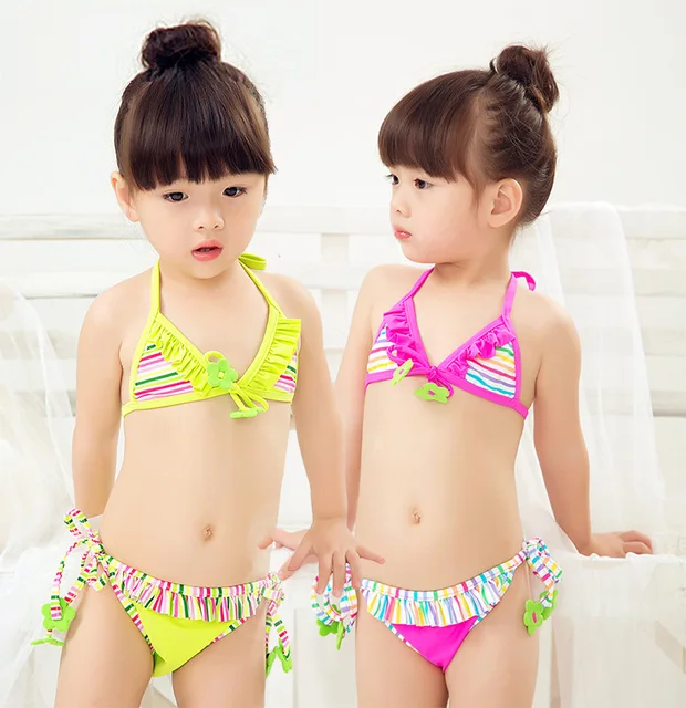 Détail mignon maillot de bain des enfants Bande bikini ensemble bébé