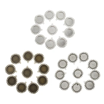 

New 10pcs 35mm Necklace Pendant Setting Cabochon Cameo Base Tray Blank for Jewelry Making Findings