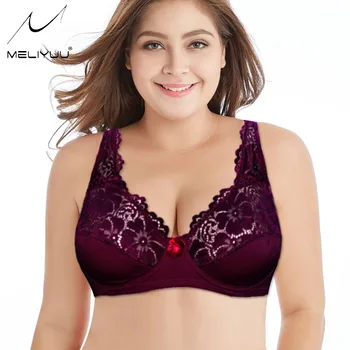 

Sexy Bra for Womens Lingerie Lager Size Lace Perspective Bralette Underwired Plus Size Brassiere Top 34-48 B C D DD E F Cup
