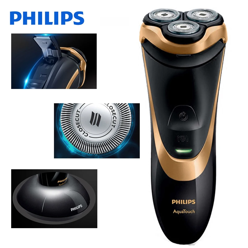 Philips профессиональная электробритва AT798 роторная перезаряжаемая для мужчин с тройным плавающим лезвием влажное и сухое бритье